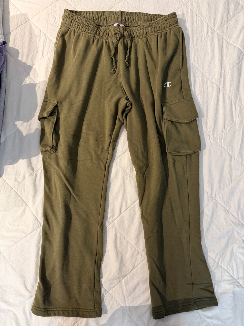 Champion Olive Cargo Sweatpants with Drawstring Waist